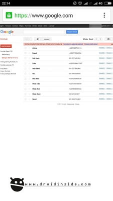 tampilan google kontak lama