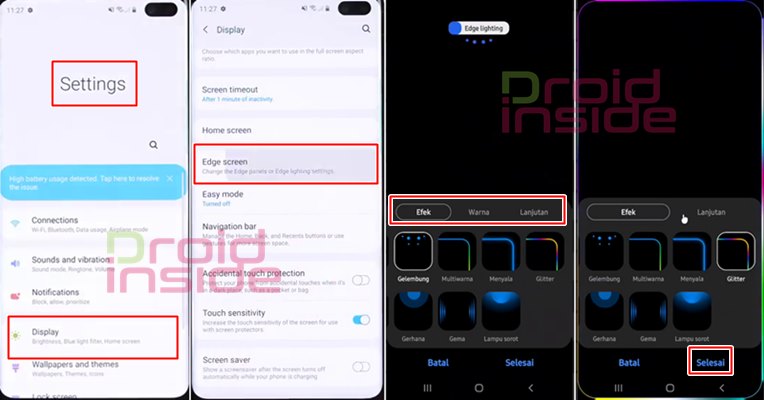 aktifkan fitur edge lighting di samsung