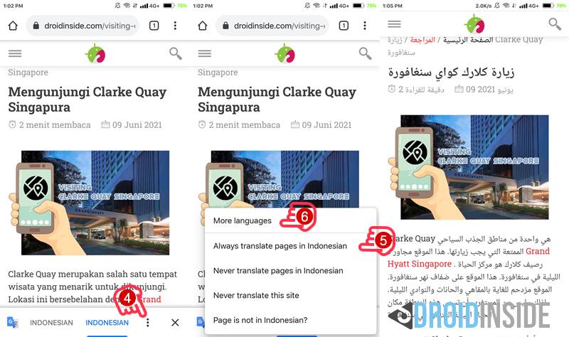 Auto Translate di Google Chrome Android